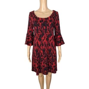 Arianne Red and Black Christie Bell Sleeve Sweater Dress M